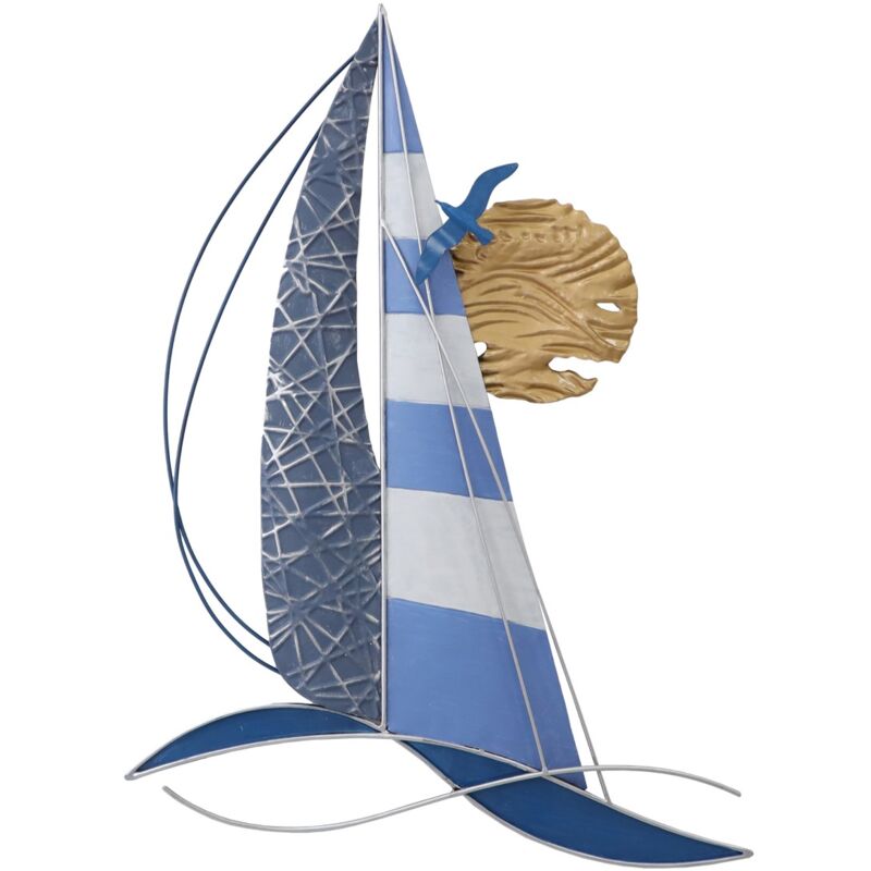 Marin Nautique Décoratif Voilier Décoration Murale Bleu Métal 80,5 cm