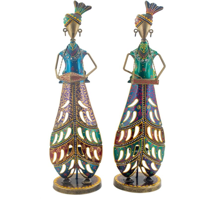 Bougeoir figurine musicale 3 différents en fer blanc multicolore 49 cm