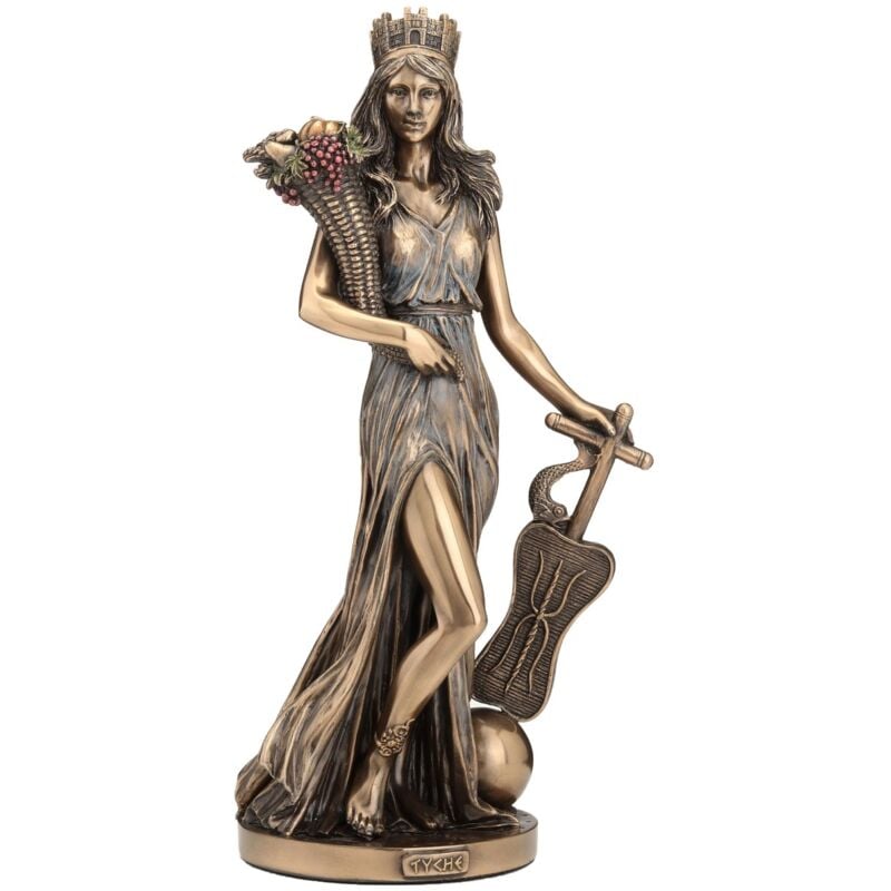 Tyche Figure Déesse Grecque Fortune Prospérité Bronze Résine 28,5 cm
