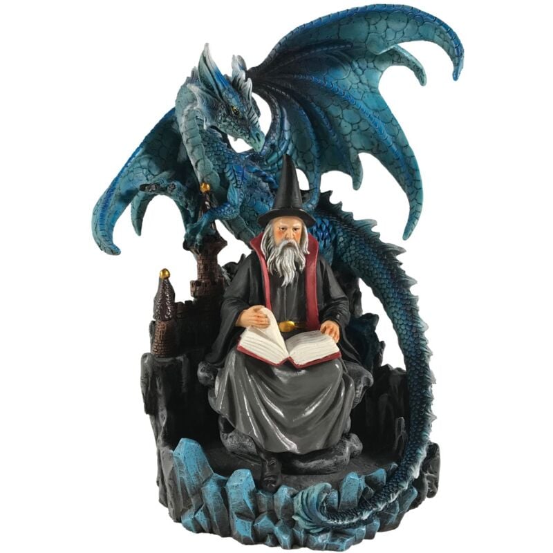 Signes Grimalt - Figurine de magicien avec dragon épique en résine pour décoration fantastique et collection d'art mystique