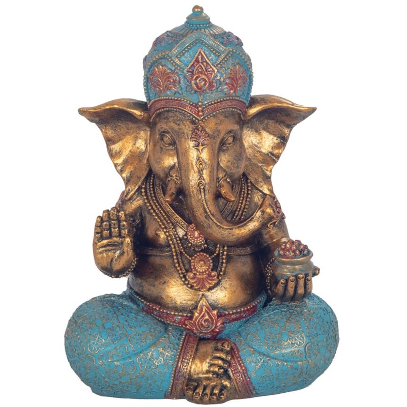 Figurine Ganesha dorée – Statue de déesse hindoue pour décoration orientale et spiritualité de la maison