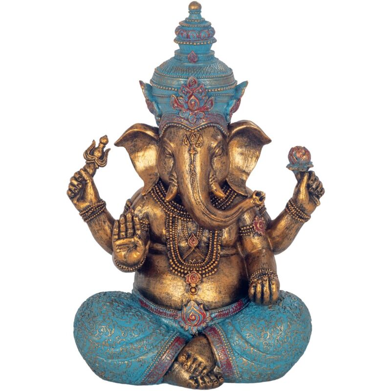 Signes Grimalt - Statue de Ganesha dorée en résine, figure décorative orientale pour la maison, bouddha de la prospérité et de la sagesse