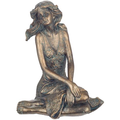 Signes Grimalt Figura De Persona Figuras  Figura Mujer Sentada Bronce Dorado 15x9x12cm 27503