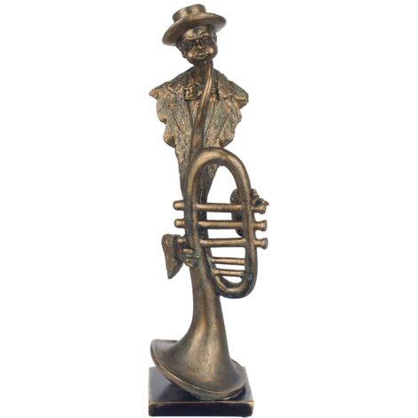 Signes Grimalt Figura De Persona Figuras  Figura Músico Trompeta Bronce Dorado 42x11x12cm 27505
