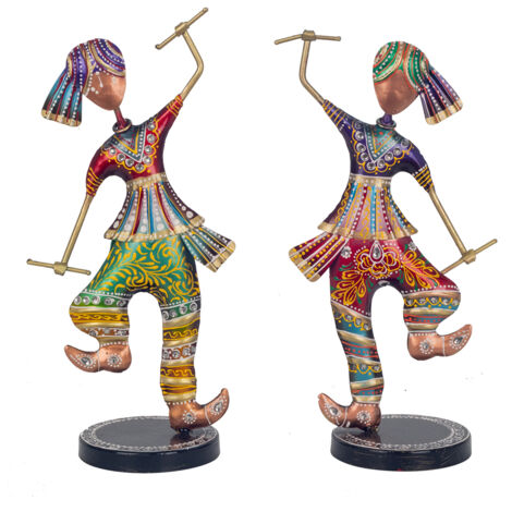 Signes Grimalt Figure 2U Figurine Personne Grise Africains et Éléphants 33x28x11cm