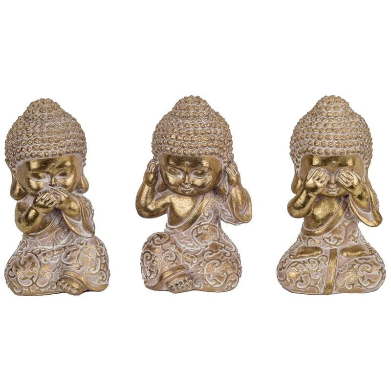 Figure de figurines de Bouddha Bouddha 3 Uni. Gold Buddhas 12x7x7cm 27974 - Signes Grimalt