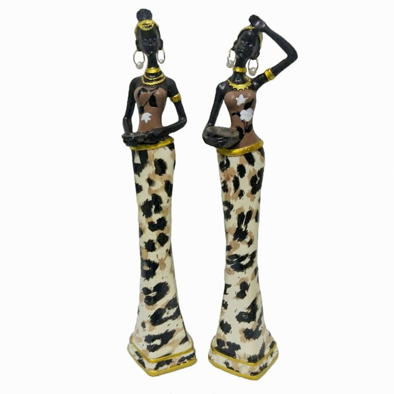 Signes Grimalt - Figure de figure africaine Figure Africain Femme 2 Uni. Éléphants africains et bruns 6x6x28cm 28816