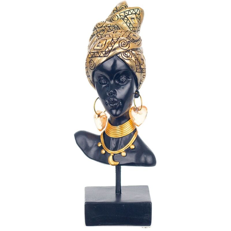 Figure de figure africaine Figure africaine avec africain et éléphants noir 6x10x23cm 27129 - Signes Grimalt