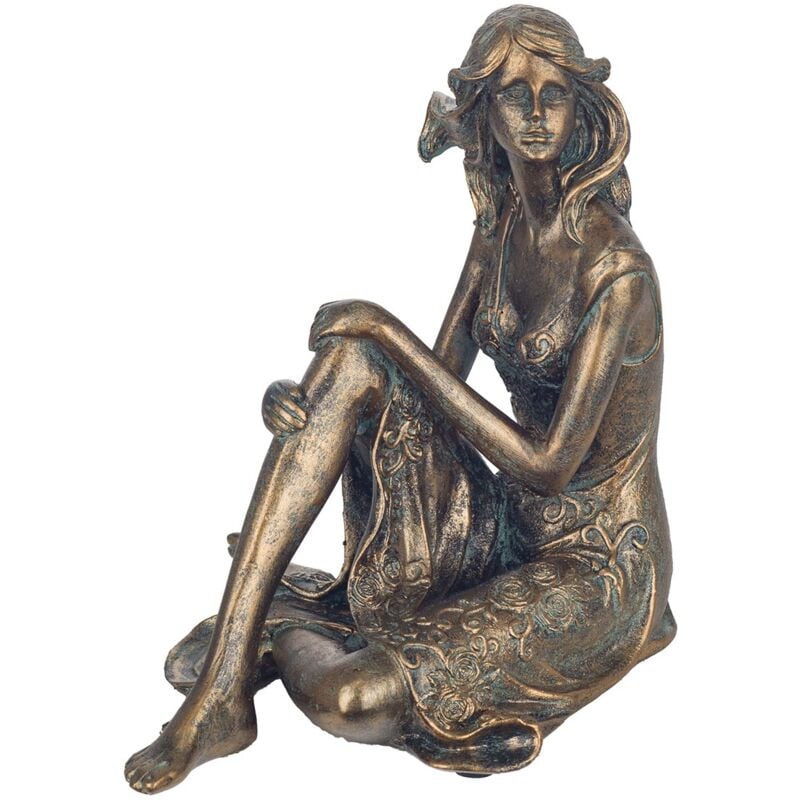 Signes Grimalt - Figure de figure de personne Figure femme assise bronze doré 17x15x14cm 27504