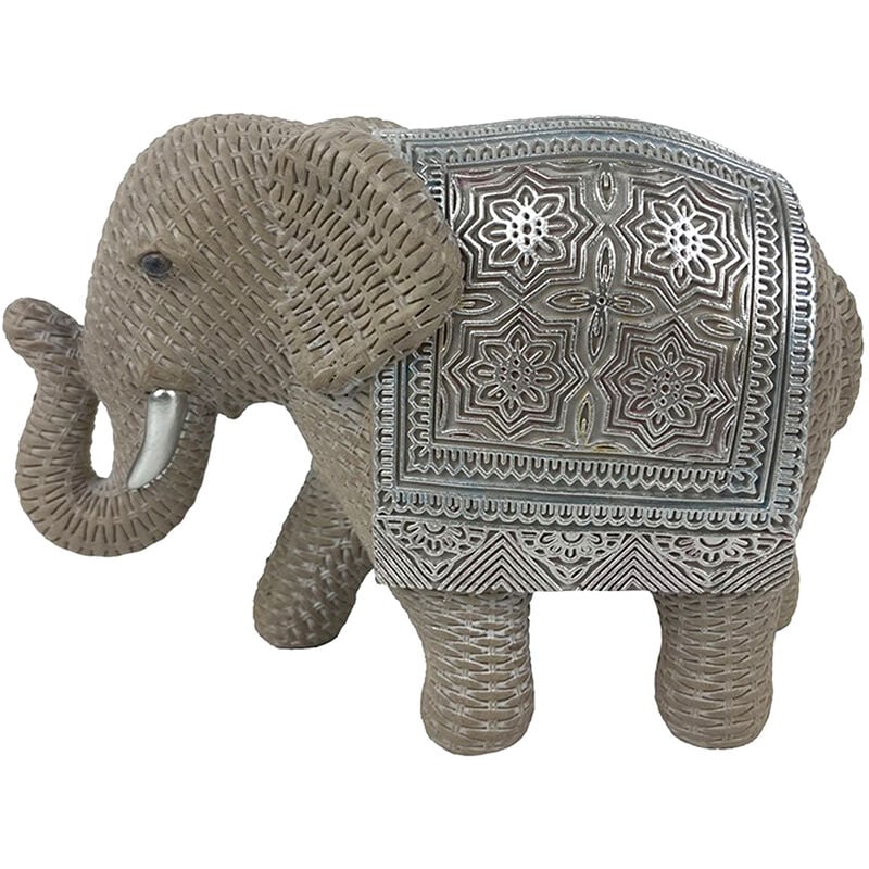 Signes Grimalt - Figure Elephant African and Elephants Silver Elephant Figure - 12x18x8cm