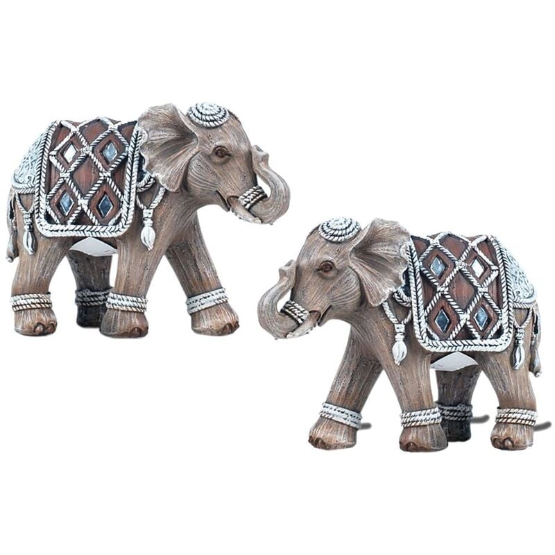 Image of Figure africane e figure di elefante Set Elephant 2 African ed Elefants multicolore 5x12x9cm 12304 - multicolour - Signes Grimalt