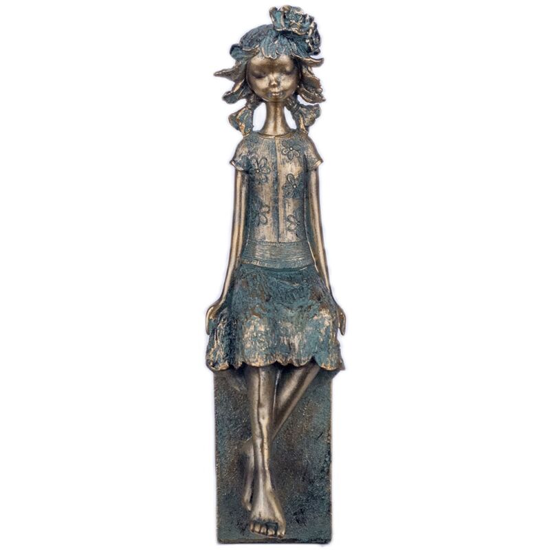 Signes Grimalt - Figure de figure de personne Figure assise Bronze gris 12x10x34cm 25452