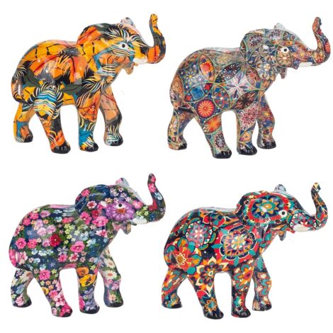 Signes Grimalt Figure de figure d'éléphant  Éléphant Figure 4 Unités africaines et éléphants Gray 5x10x9cm 28658