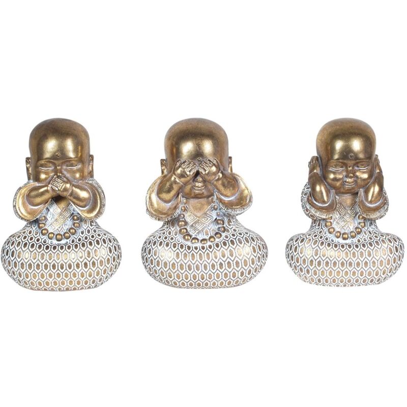Figure de figurines de Bouddha Bouddha Figure Set 3 u Bouddha Silver 9x12x15cm 18145 - Signes Grimalt