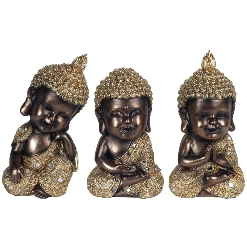 Signes Grimalt - Figure de figurines de Bouddha Bouddhas 3 Buddas différents Buddas Black 9x10x19cm 22425