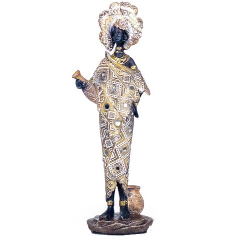 Signes Grimalt Figure di figure africane Figura africana africana ed elefanti grigio 7x12x34cm 25355