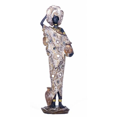 Signes Grimalt Figure di figure africane  Figura africana africana ed elefanti grigio 8x12x40cm 25358