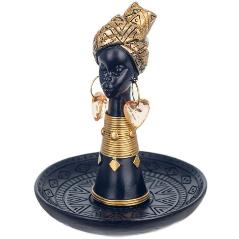 Signes Grimalt Figure di figure africane  Figura africana con africano ed elefanti neri 14x14x16cm 27133