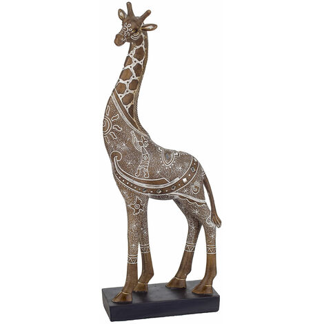 Signes Grimalt Figures de figure animale Figure de girafe avec base africaine et éléphants bruns 36x6x14cm 27486 - Marrón