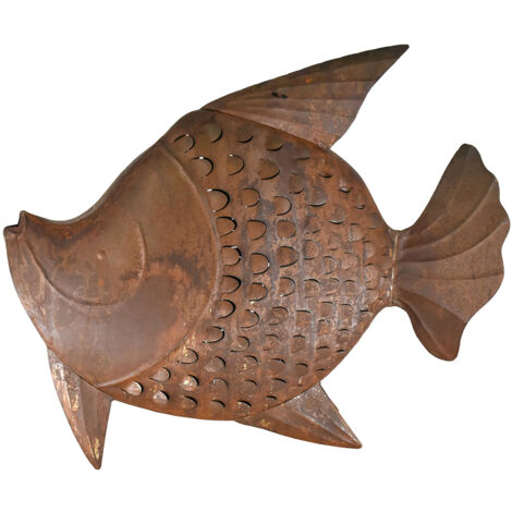Signes Grimalt Figurine Poisson Brun 41x50x15cm - Décoration Marin en Métal pour la Maison