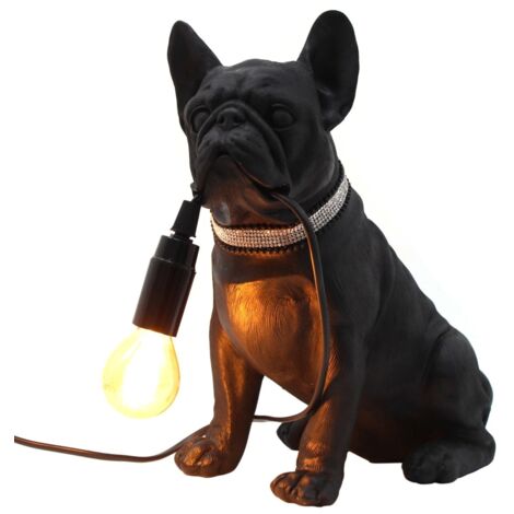 ZEN ET ETHNIQUE Französische Bulldoggenlampen schwarz 15x25x29cm 27414