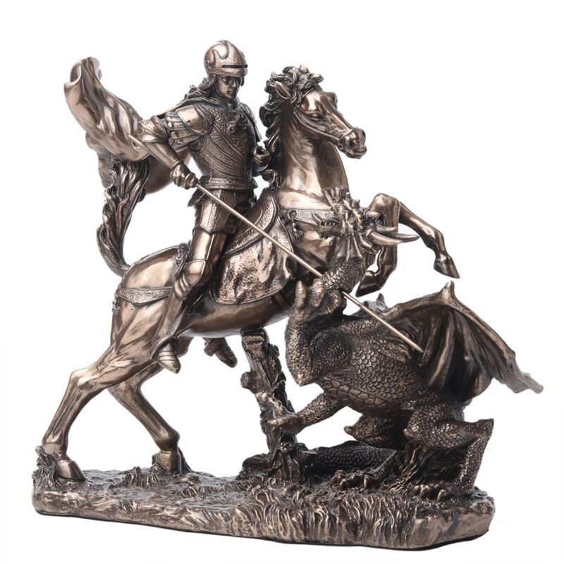 Signes Grimalt - Saint George Figurine Déesse Gris Bronze 16x17x9cm
