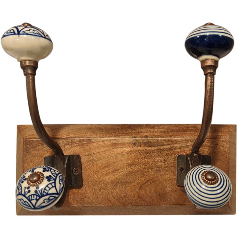 Hanger 2 Boutons Portemanteaux Marron - 20x25x12cm, Décoration Murale Vintage - Signes Grimalt