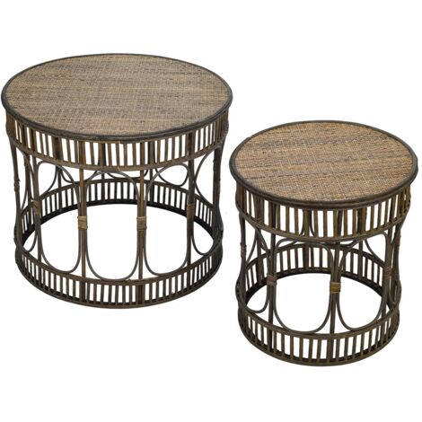 Signes Grimalt Hilfstischmöbel  Dekorative Tabelle 2 Einheiten Brown Hilfsmöbel 60x60x49cm 26859
