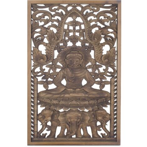 Signes Grimalt Holz Holzplattenwand Buddha Wandwand Braune Holzplatten 70x1x45cm 26918