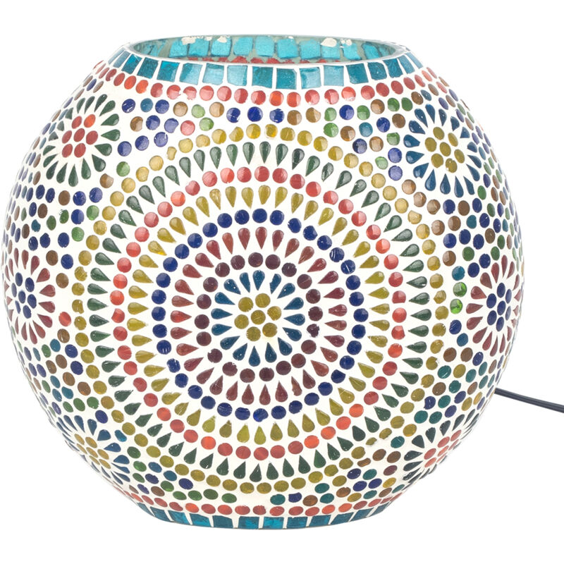 Image of Lampada da tavolo multicolore ovale in mosaico - 13x25x25 cm - multicolour - Signes Grimalt