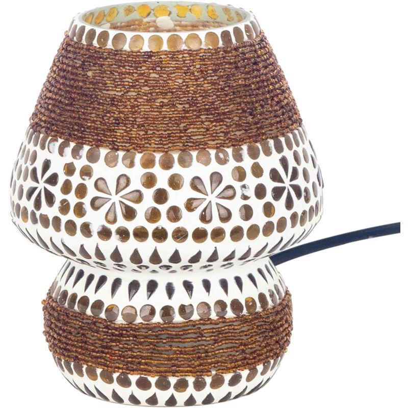 Image of Lampada da tavolo in mosaico marrone - Lampada da tavolo esotica 18x14x14 cm - brown - Signes Grimalt