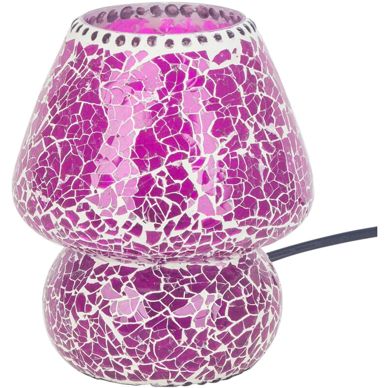 Image of Lampada da tavolo a mosaico lilla - 18x14x14 cm per la decorazione domestica - purple - Signes Grimalt