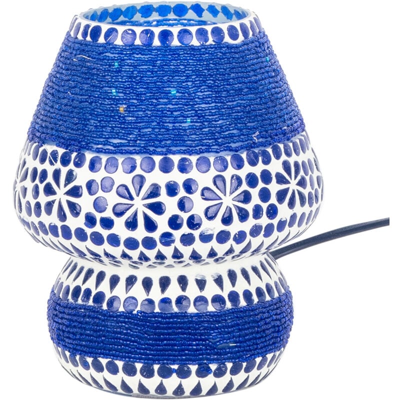 Image of Lampada decorativa da tavolo in mosaico blu in stile indiano