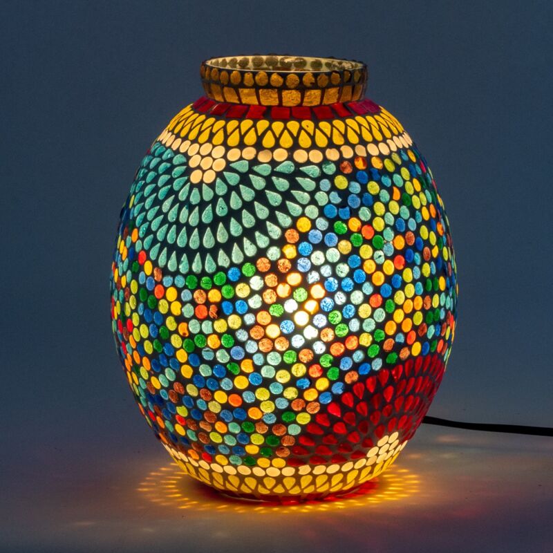 Signes Grimalt - Lampe de Table Indienne Mosaïque Multicolore 25cm