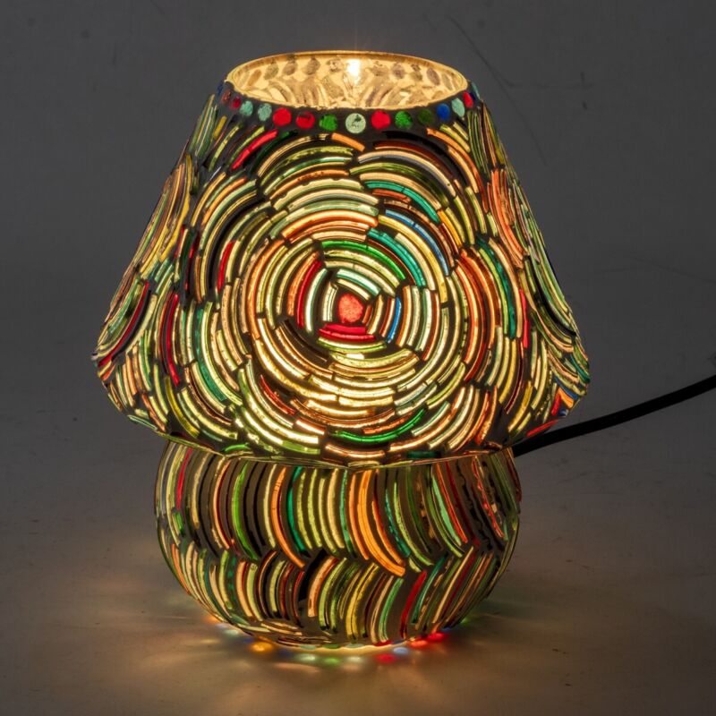 Signes Grimalt - Lampe de table style champignon avec motif mosaïque dans les tons verts Signes Grimalt - Lampe de table style champignon avec motif mosaïque dans les tons verts