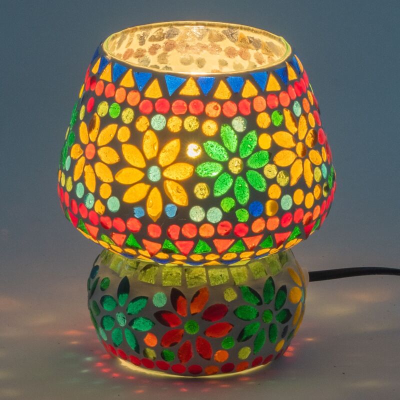 Lampe Mosaïque Multicolore pour Table de Style Ethnique