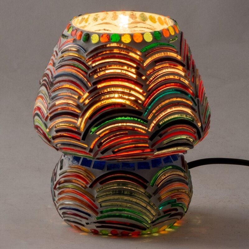 Signes Grimalt - Lampe champignon en mosaïque rouge de style ethnique pour décoration de la maison et cadeau original