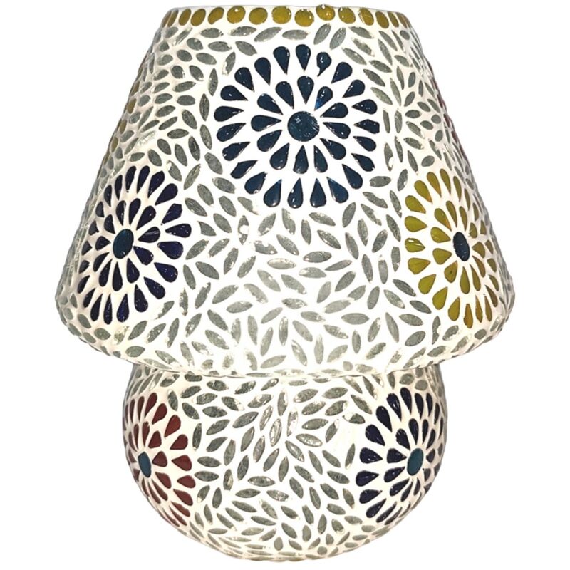 Lampe de table mosaïque en verre et plâtre à motif floral Lampe de table mosaïque en verre et plâtre à motif floral