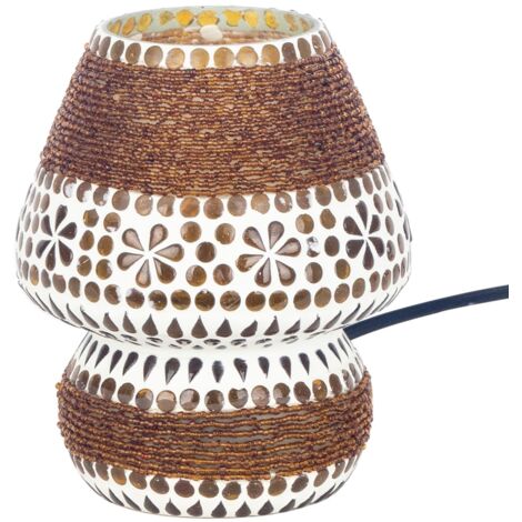 Signes Grimalt Lampe de Table Mosaïque Marron - Lampe de Table Exotique 18x14x14cm