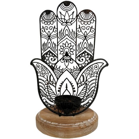 Signes Grimalt Mano di Fatima Vasi candeliere e portacandele Grigio 23x16x10 cm