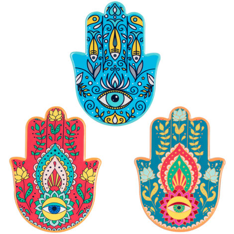 Signes Grimalt Mano Fatima Dessous de Verre 3U Bleu - Lot de 3 Dessous de Verre Vintage pour Cuisine - Décoration de Table au Design Exclusif