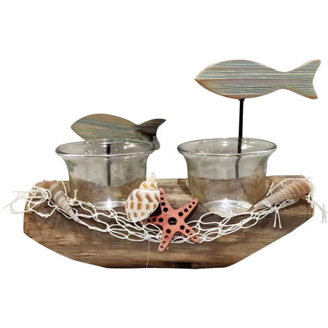 Signes Grimalt Marinefigur Figuren  Portavelas -Boot mit grauem Seemann Fisch 7x18x12cm 30215