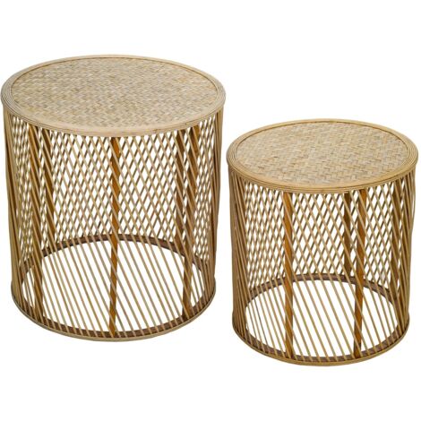 Signes Grimalt Mesa Auxiliar Muebles  Mesa Decorativa 2 Unidades Mueble Auxiliar Marrón 50x50x51cm 26862