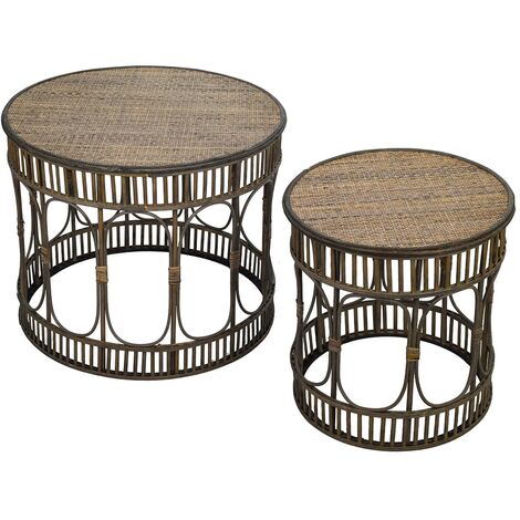 Signes Grimalt Mobili da tavolo ausiliario  Tabella decorativa 2 unità mobili ausiliari marroni 60x60x49cm 26859