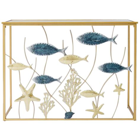 Signes Grimalt Mobili input mobili  Tavolo con mobili ausiliari di pesce e stelle in oro 38x108x80cm 28854