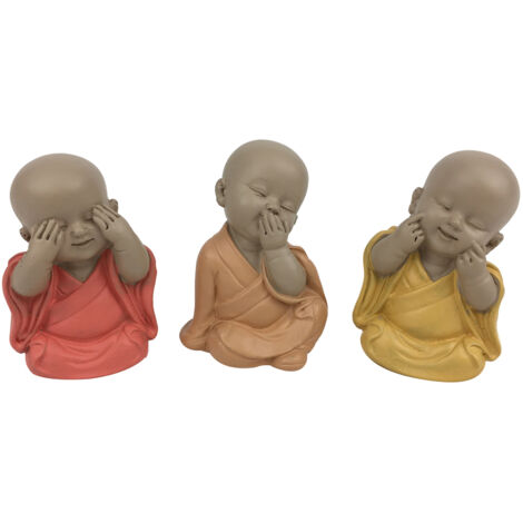 Signes Grimalt Mönch sieht, hört und spricht nicht, 3U Buddhas, mehrfarbige Kunstharz-Dekorationsfigur, 5 x 4 x 3 cm