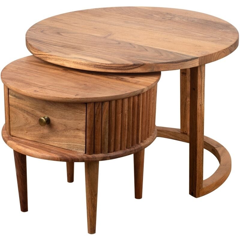 Ensemble de 2 tables d'appoint en bois d'acacia