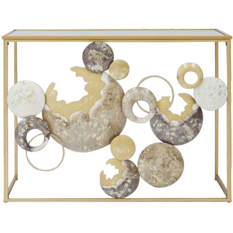 Signes Grimalt Mueble De Entrada Muebles  Mesa Con Abstracto Mueble Auxiliar Dorado 38x108x80cm 28856
