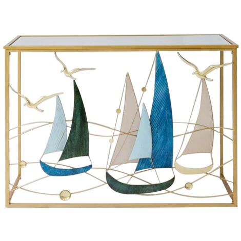 Signes Grimalt Mueble De Entrada Muebles  Mesa Con Veleros Mueble Auxiliar Azul 38x108x80cm 28858