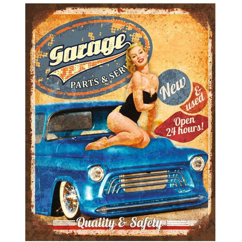 Mur de la plaque en bois en bois Plaques de métal orange de garage 1x25x33cm 28590 - Signes Grimalt